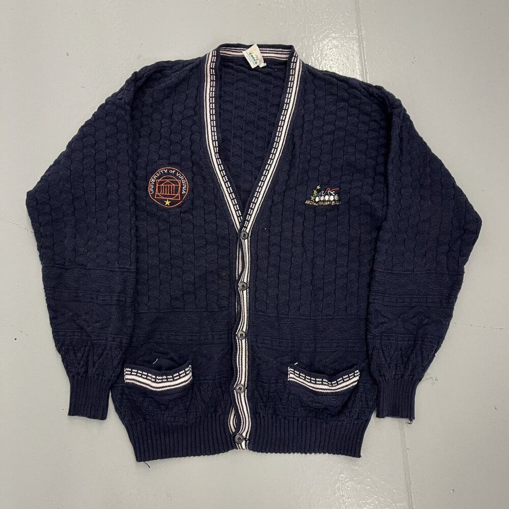 Vintage 90s University of Virginia Navy Diadora Cardigan